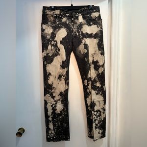 H&M SLIQ bleach splattered black skinny jeans